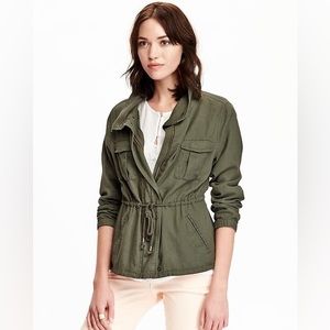 Old Navy Utility Field Coat Cargo Green Cinch Waist M